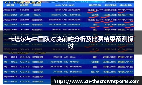 卡塔尔与中国队对决前瞻分析及比赛结果预测探讨